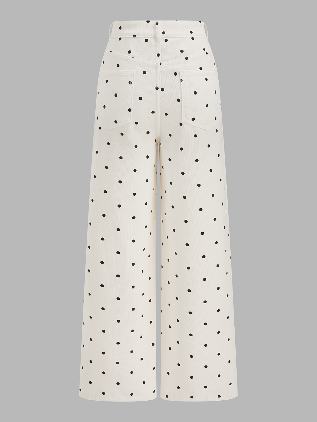 Polka Dot Denim Wide Leg Jeans
