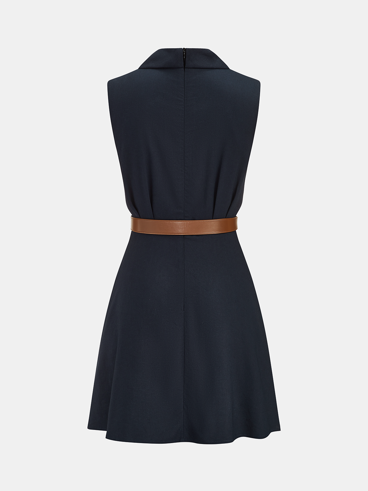 Belted Wrap Linen Blend Sleeveless Mini Dress