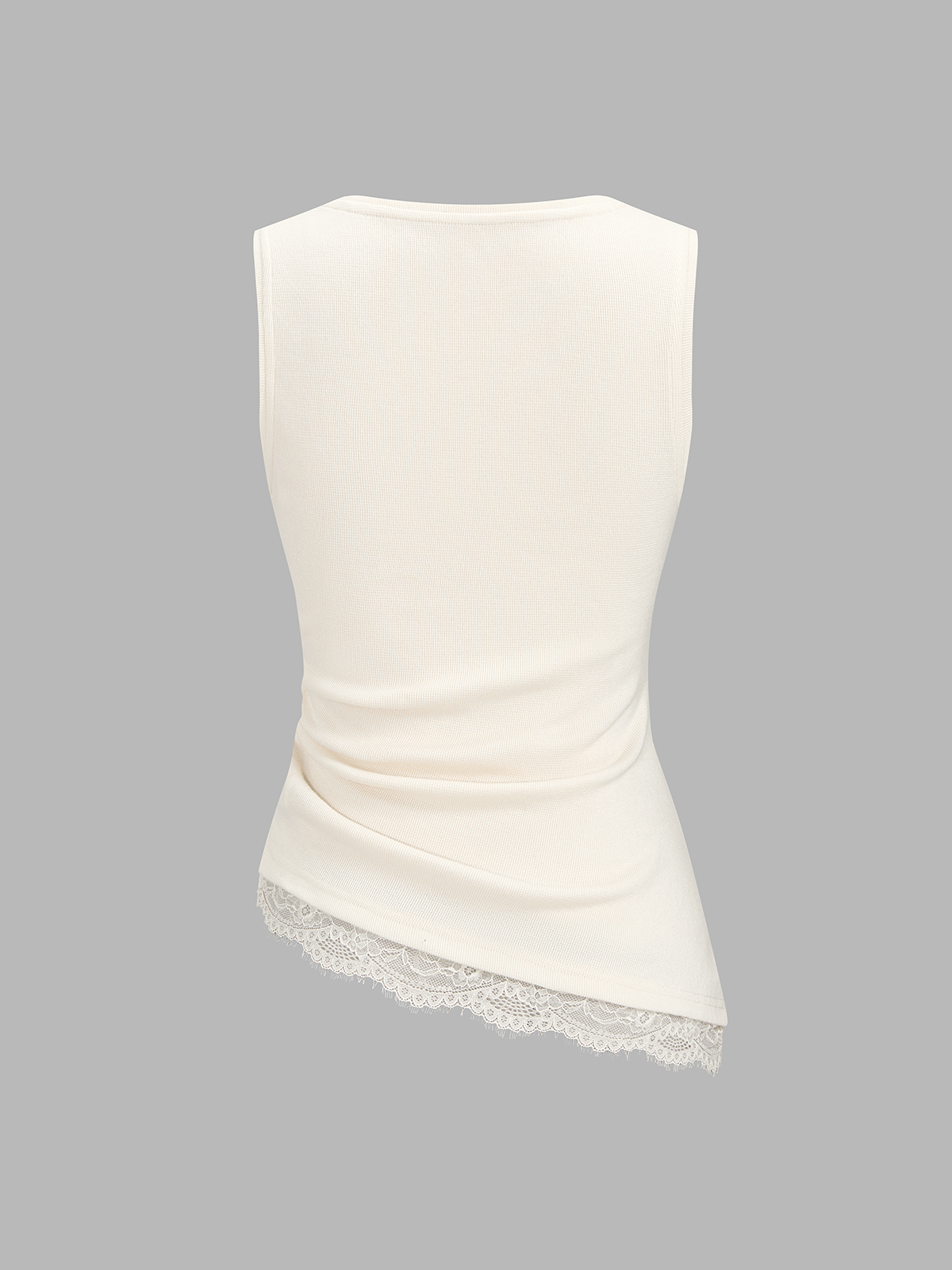 Ruched Asymmetric Lace Trim Tank Top