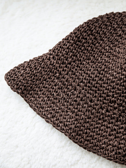 Hand-Crocheted Straw Bucket Hat