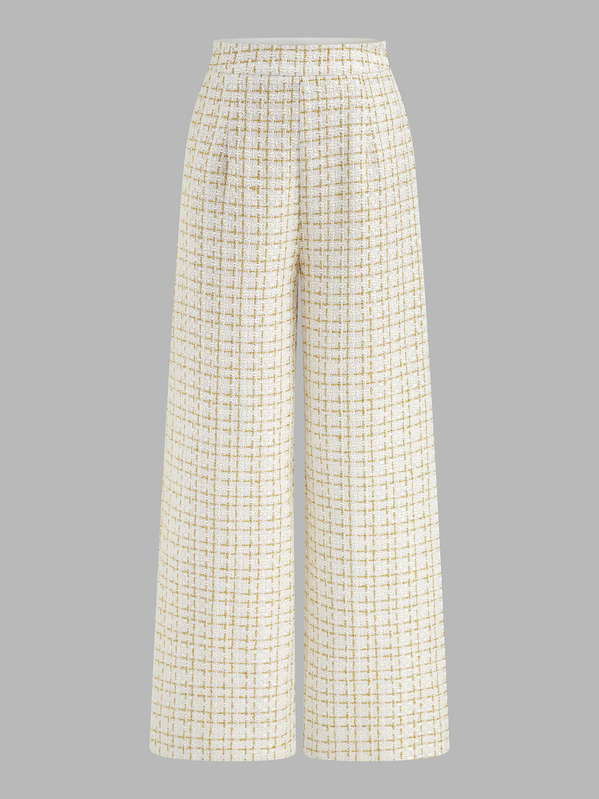 Checked Tweed Vest & Wide-Leg Pants Set