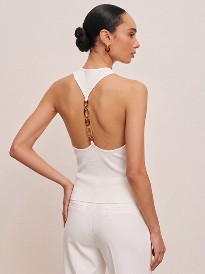 Chain Decor Backless Tank Top