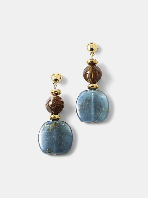 Vintage Resin Bead Drop Dangle Earrings