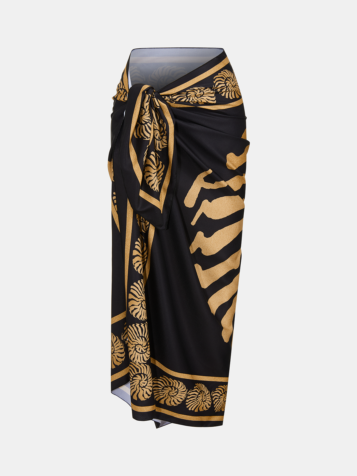 Deep V One Piece Swimsuit & Printed Sarong Set