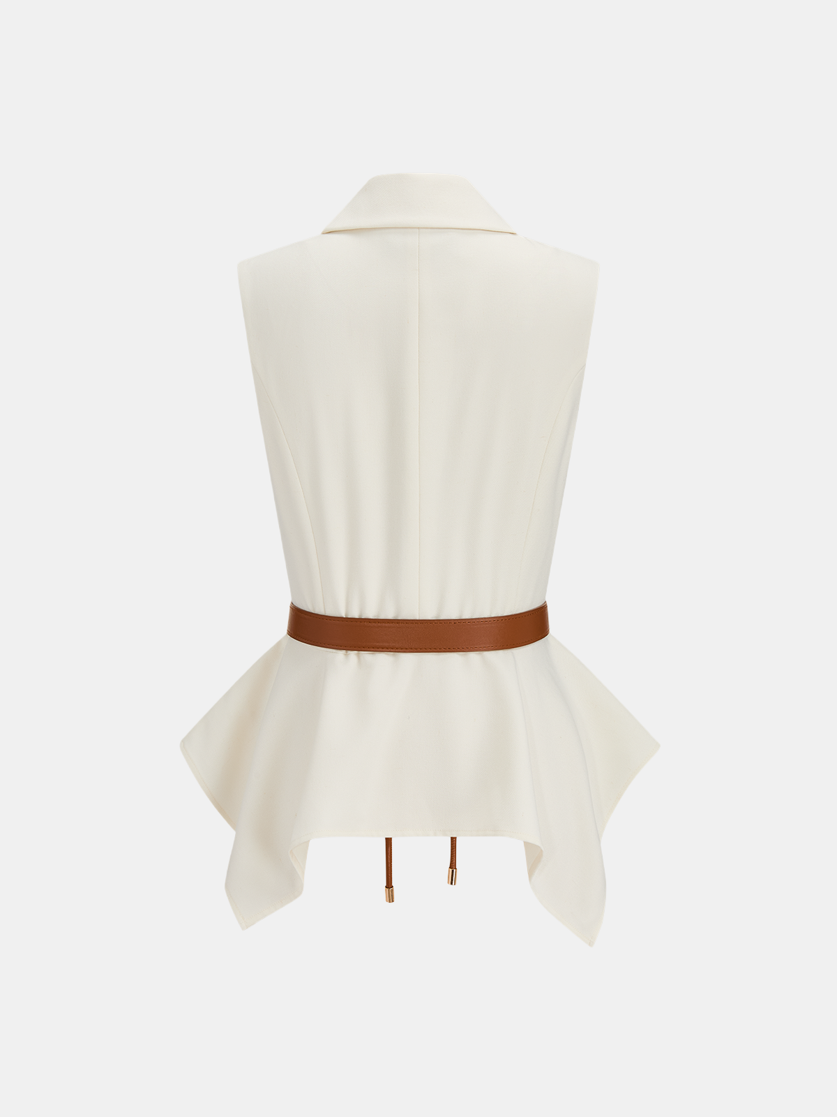 Belted Peplum Blazer Vest & Wide Leg Pants Set