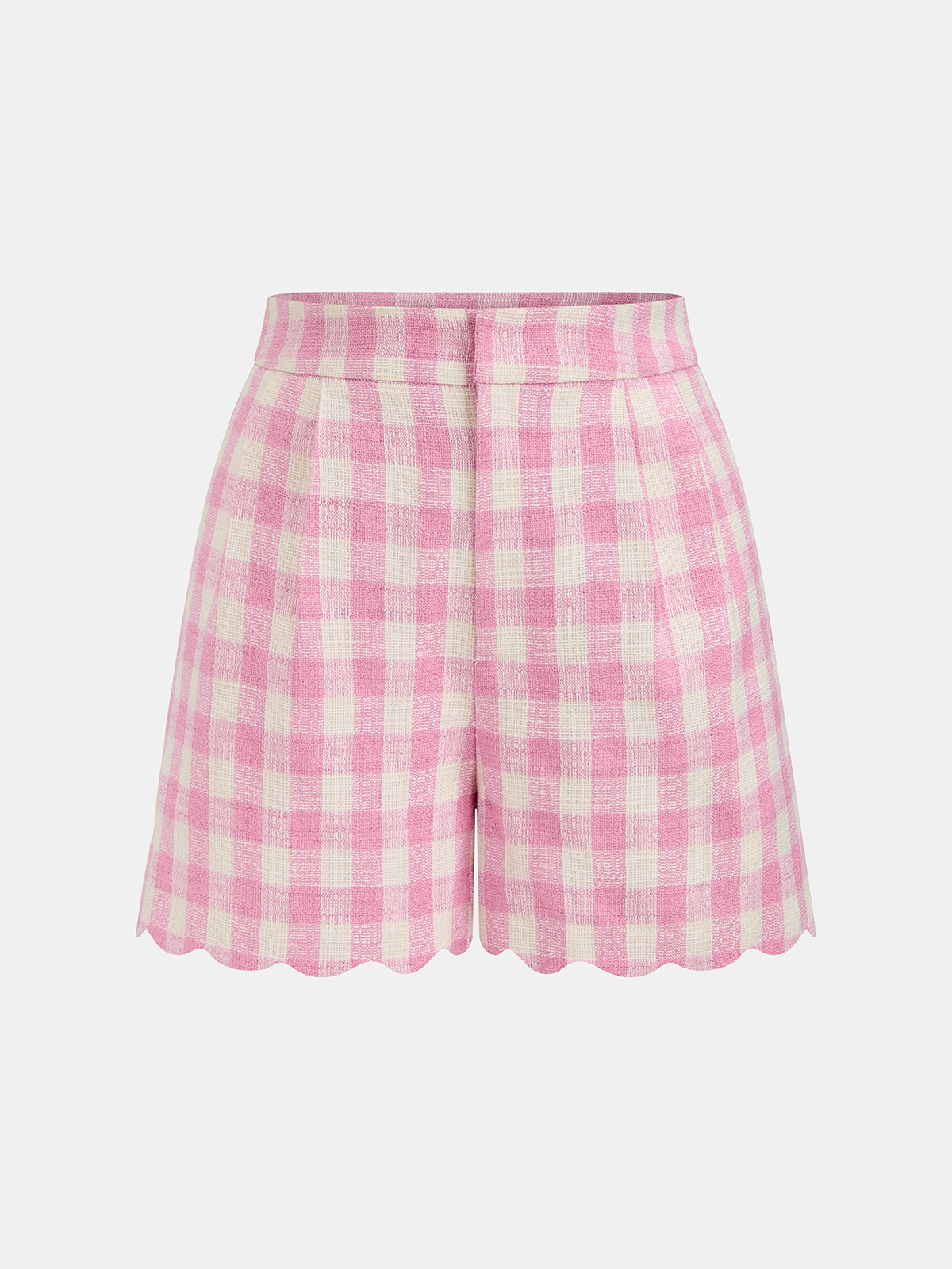 Gingham Scallop Hem Crop Top & Shorts Set