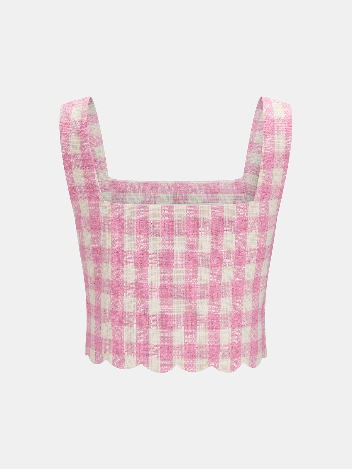 Gingham Scallop Hem Crop Top & Shorts Set