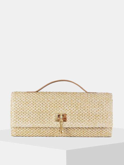 Straw Weave Crossbody Clutch Bag