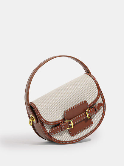 Vintage Buckle Saddle Crossbody Handbag