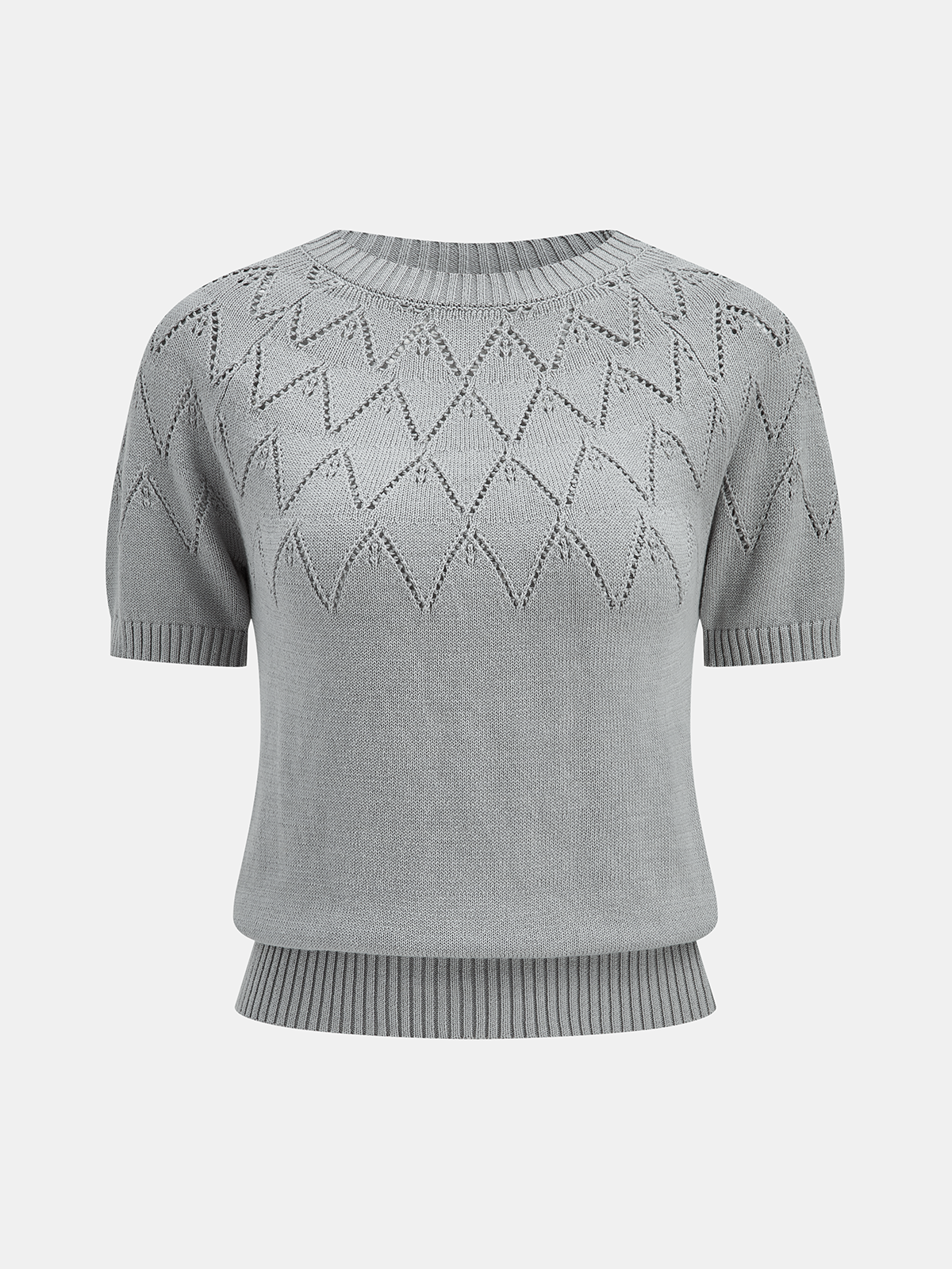 Eyelet Detail Short Sleeve Knit Top