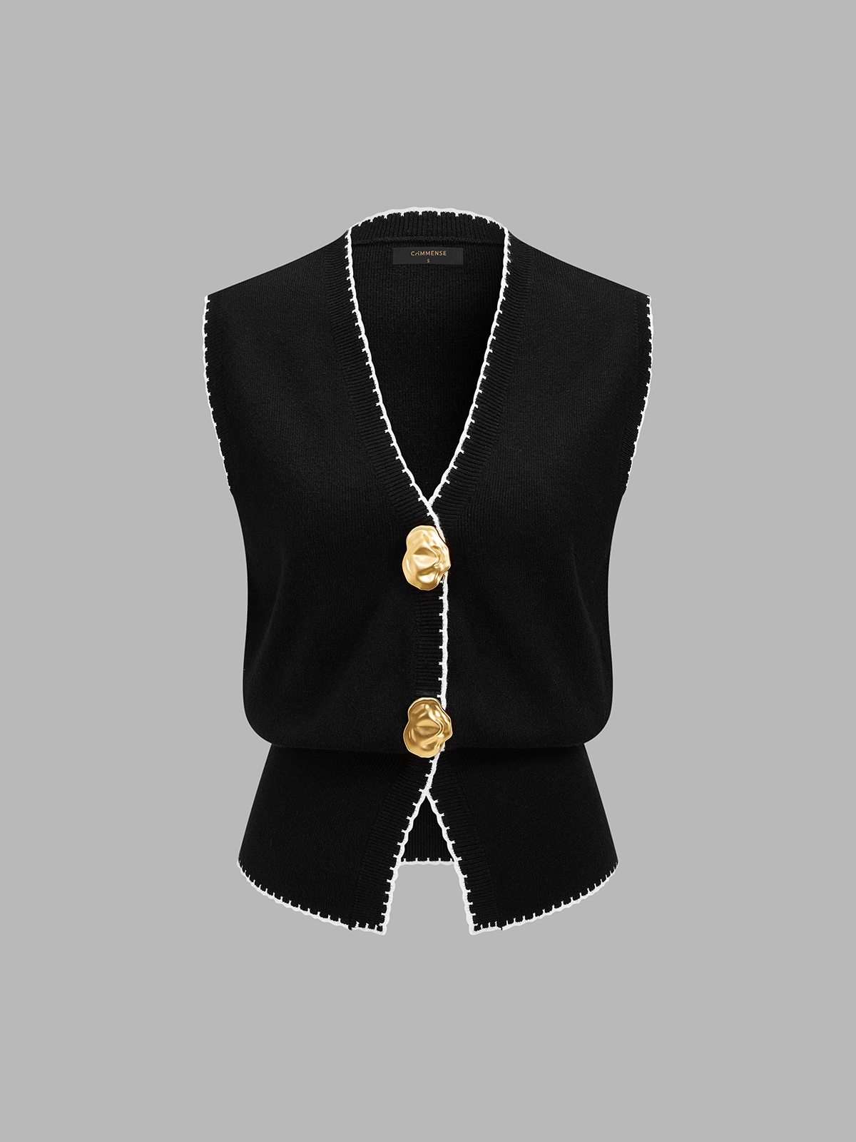 Contrast Trim V-Neck Sweater Vest
