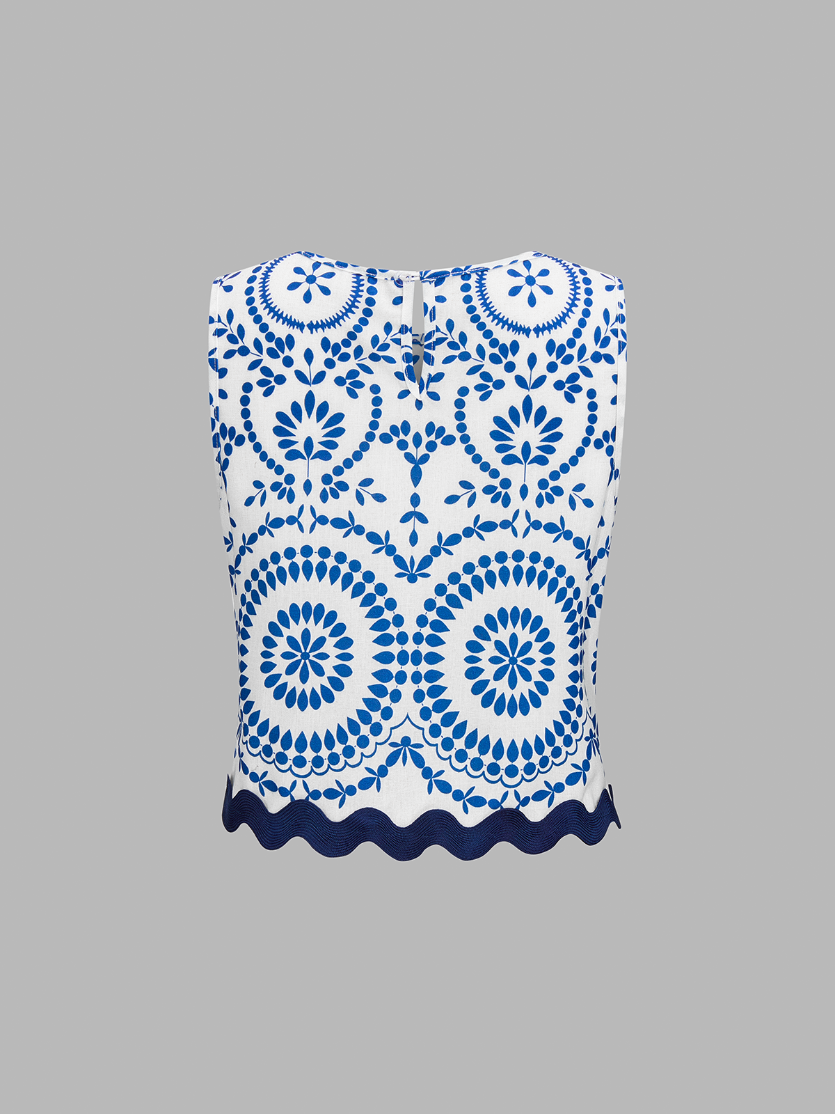 Scalloped Hem Printed Top & Pants Set