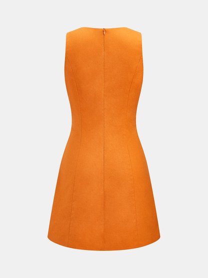 Linen-Blend Keyhole Neck Sleeveless Mini Dress