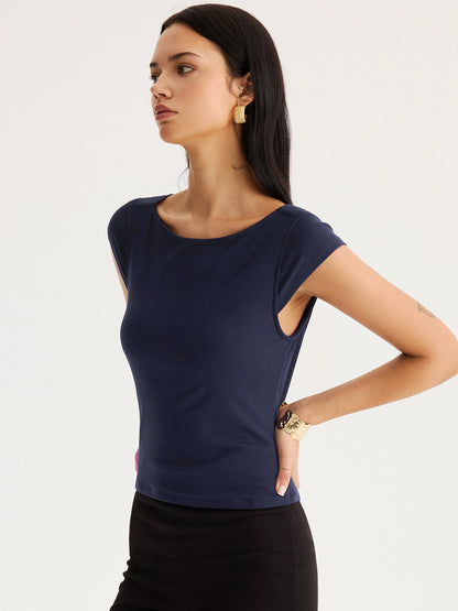 Double-Layer Front Cowl Back Cap Sleeve Top