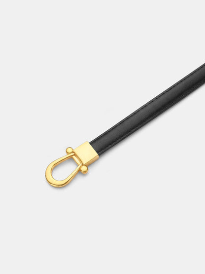 Thin Leather Metal Buckle Waist Belt