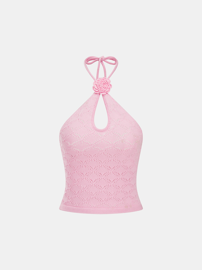 3D Floral Crochet Halter Top & Mermaid Skirt Set