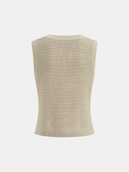 Open Knit Sleeveless Tank Top & Shorts Set