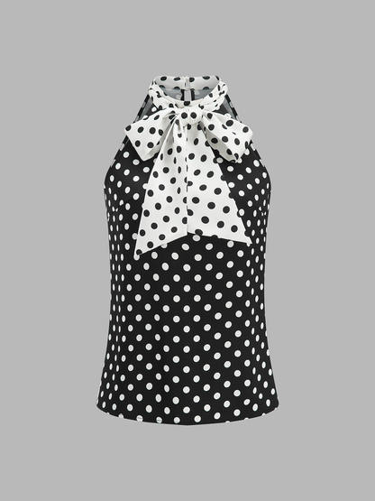 Tie Front Polka Dot Halter Top