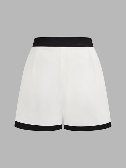 Contrast Trim Sleeveless Shirt & Shorts Set