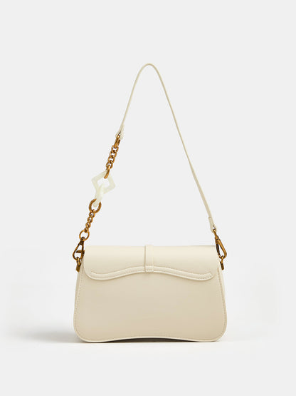 Curved Bottom Flap Shoulder Bag