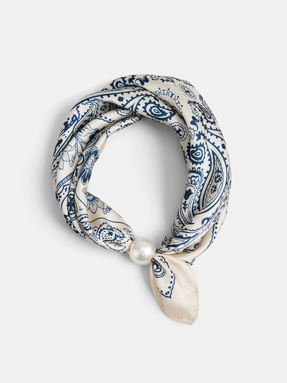 Paisley Print Pearl Magnetic Closure Scarf