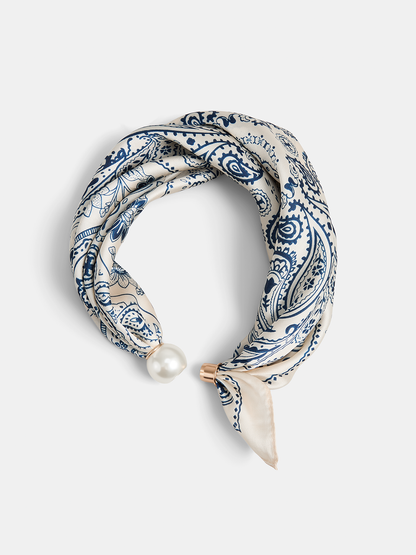 Paisley Print Pearl Magnetic Closure Scarf