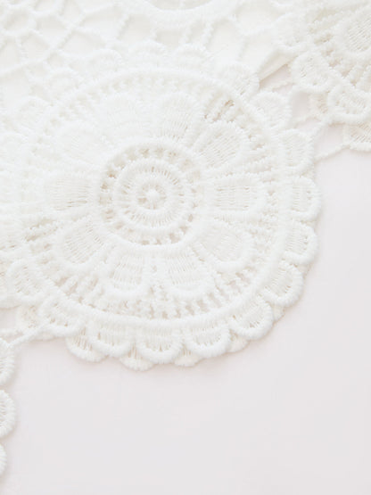 Bow-Back Guipure Lace Sleeveless Top
