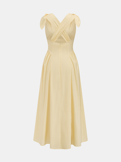 Cross Back Bow Strap Midi Dress