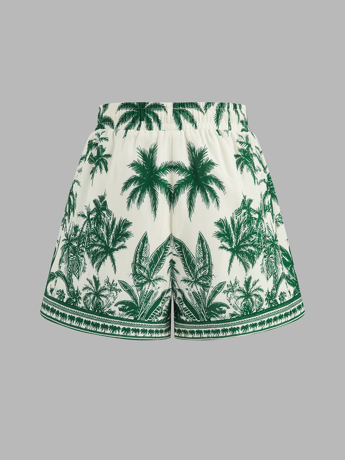 Tropical Print Halter Top & Drawstring Shorts Set
