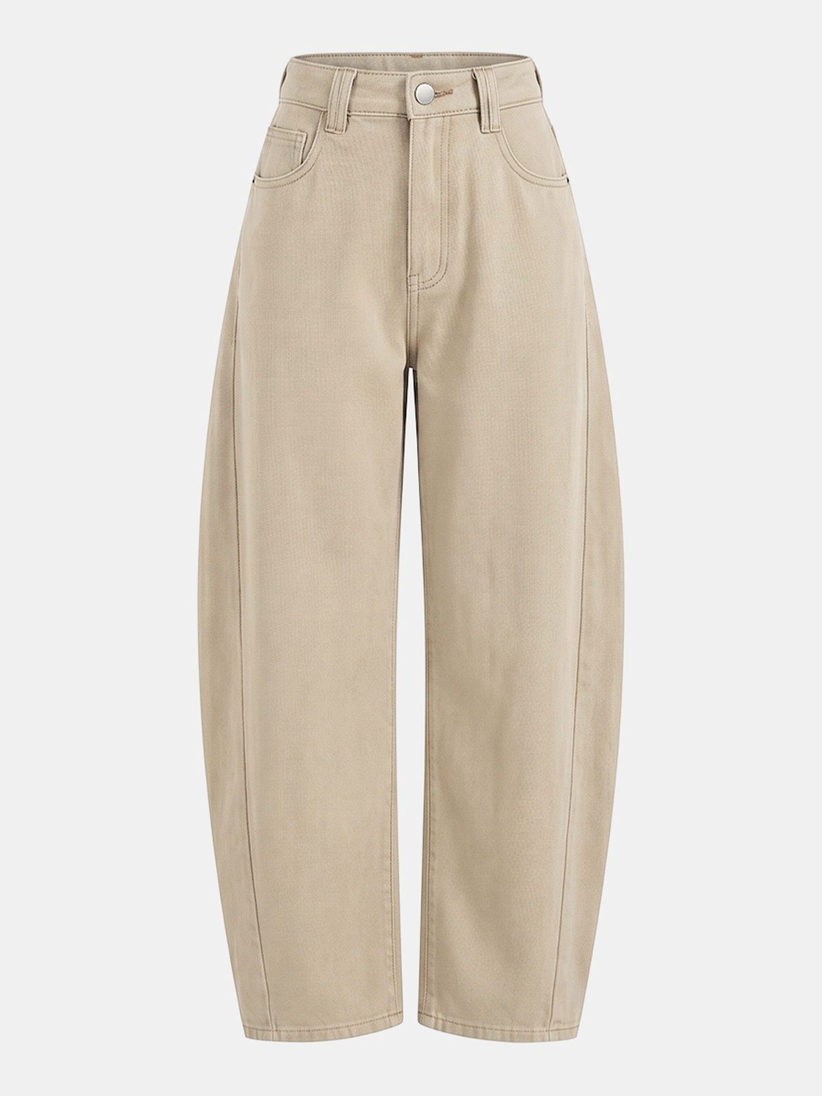 Mid-Waist Curved Leg Barrel Jeans