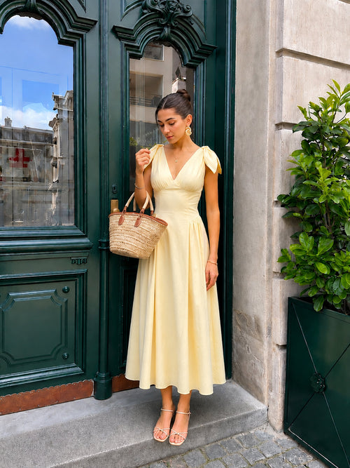 Cross Back Bow Strap Midi Dress