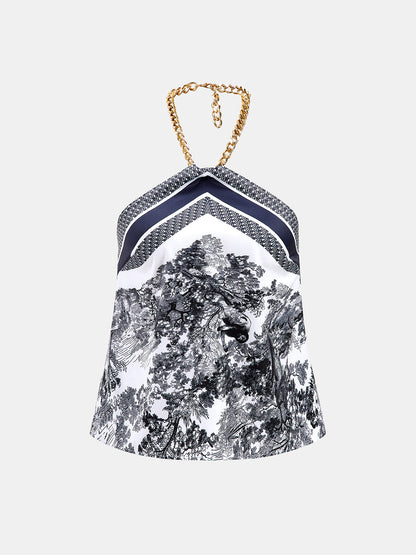 Jungle Print Chain Halter Top