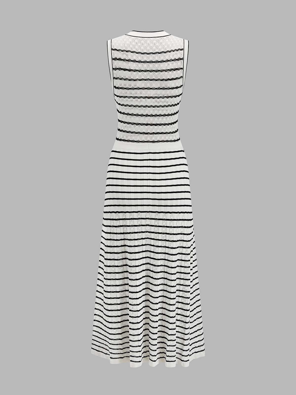 Striped Button-Front Knit Midi Dress