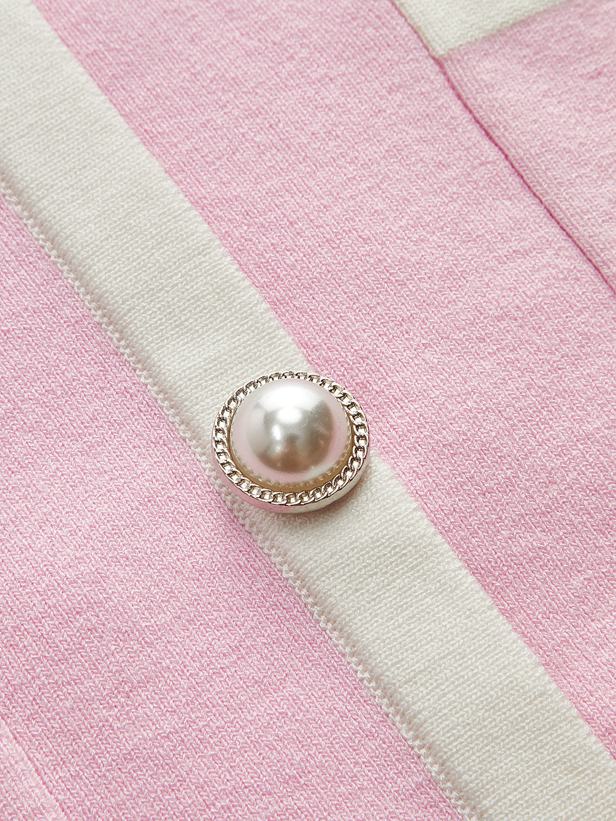 Contrast Trim Pearl Knit Mini Dress