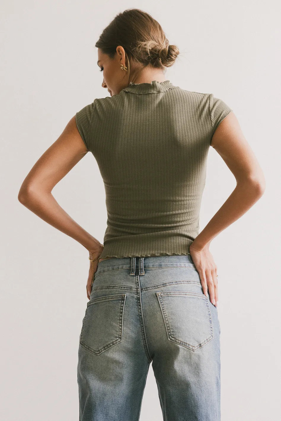 Casey Lettuce Hem Tee in Olive - FINAL SALE