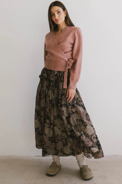 Heather Floral Maxi Skirt in Black - FINAL SALE