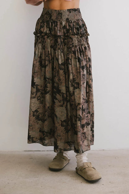 Heather Floral Maxi Skirt in Black - FINAL SALE