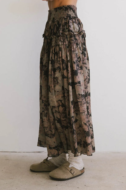 Heather Floral Maxi Skirt in Black - FINAL SALE