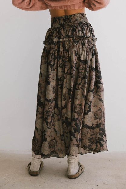 Heather Floral Maxi Skirt in Black - FINAL SALE