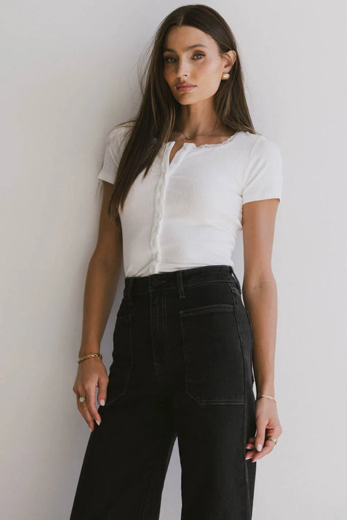 Ipsy Ribbed Tee in Ivory - FINAL SALE