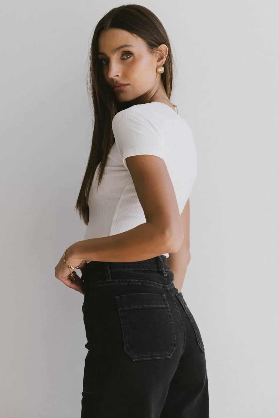 Ipsy Ribbed Tee in Ivory - FINAL SALE