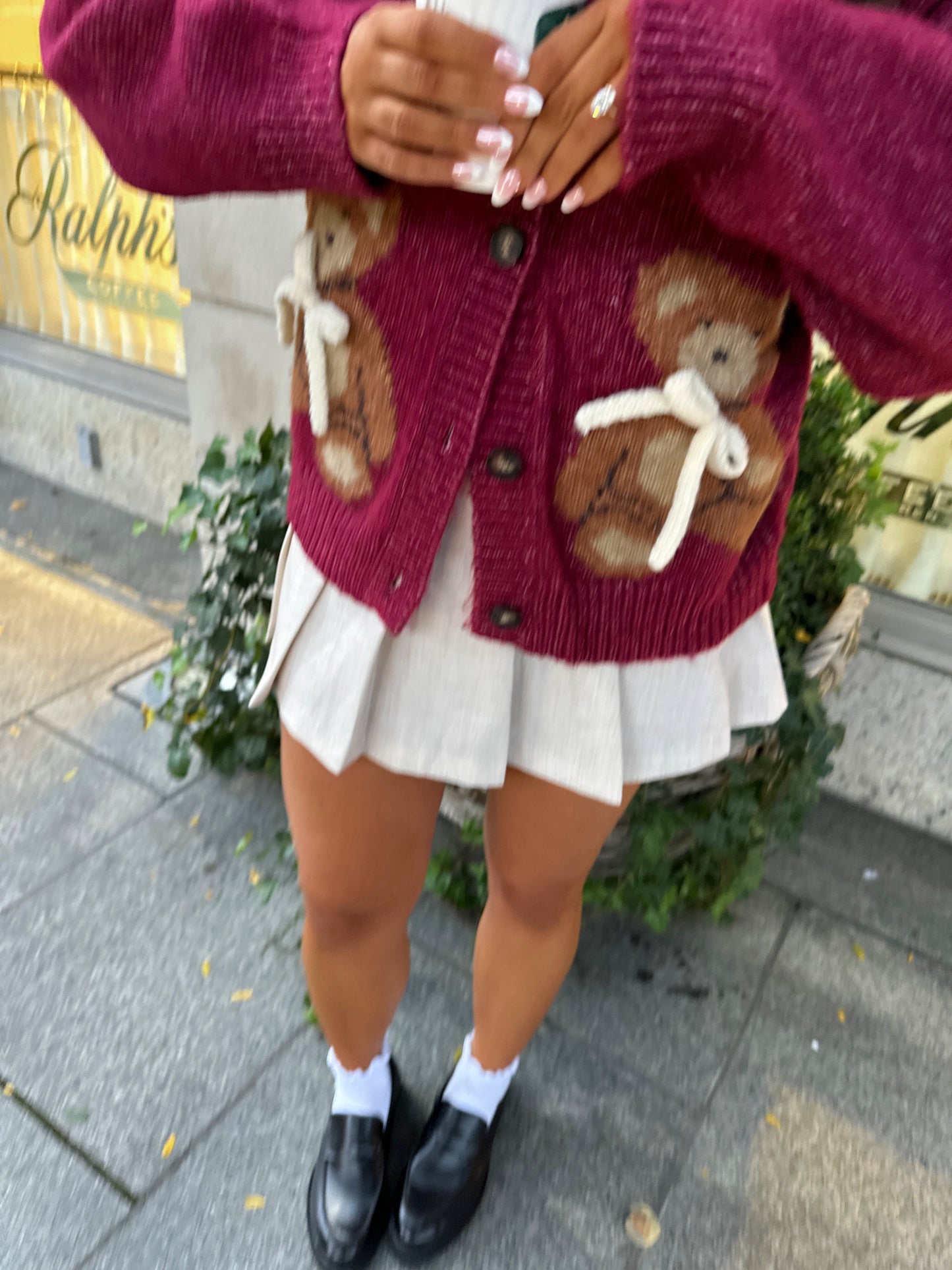 Teddy Bear Cardigan (Burgundy) 🧸 LIMITED EDITION NOVEMBER PRE ORDER