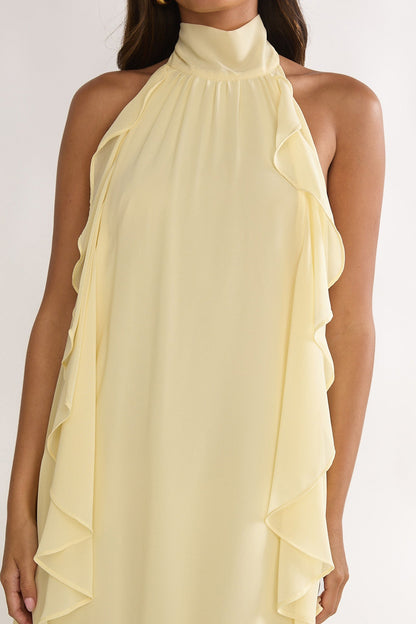 Lorina Layered Ruffle Halterneck Maxi Dress Butter