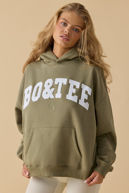 Oversized Hooded Sweatshirt in Soft Olive