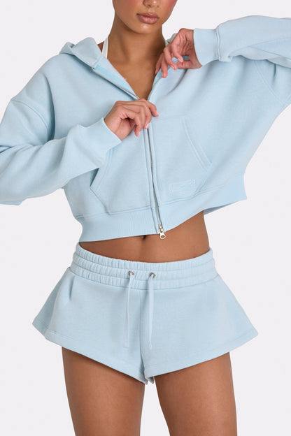 Mid-Rise Mini Shorts in Powder Blue