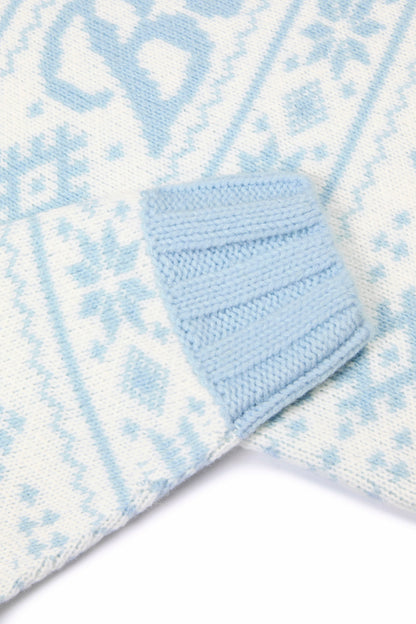 Jacquard-Knit Oversized Jumper in Powder Blue
