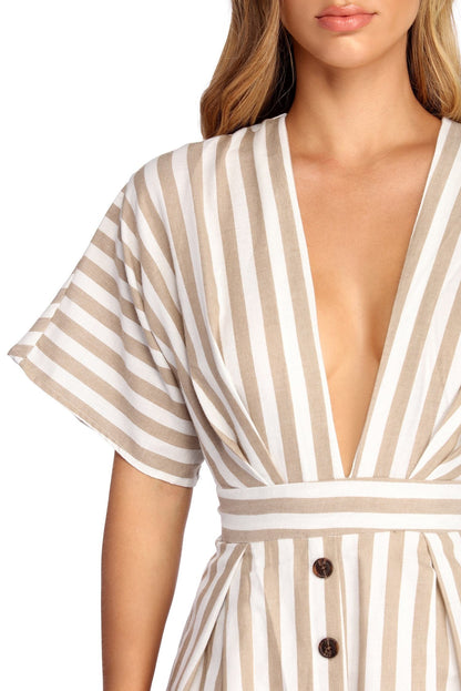 Buttoned Up In Stripes Dress