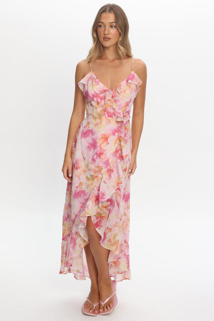 Valora Floral Maxi Dress Pink