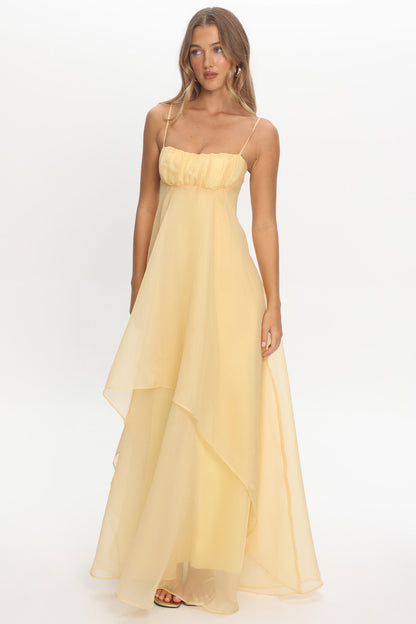 Marigold Sun Gathered Bust Maxi Dress Butter