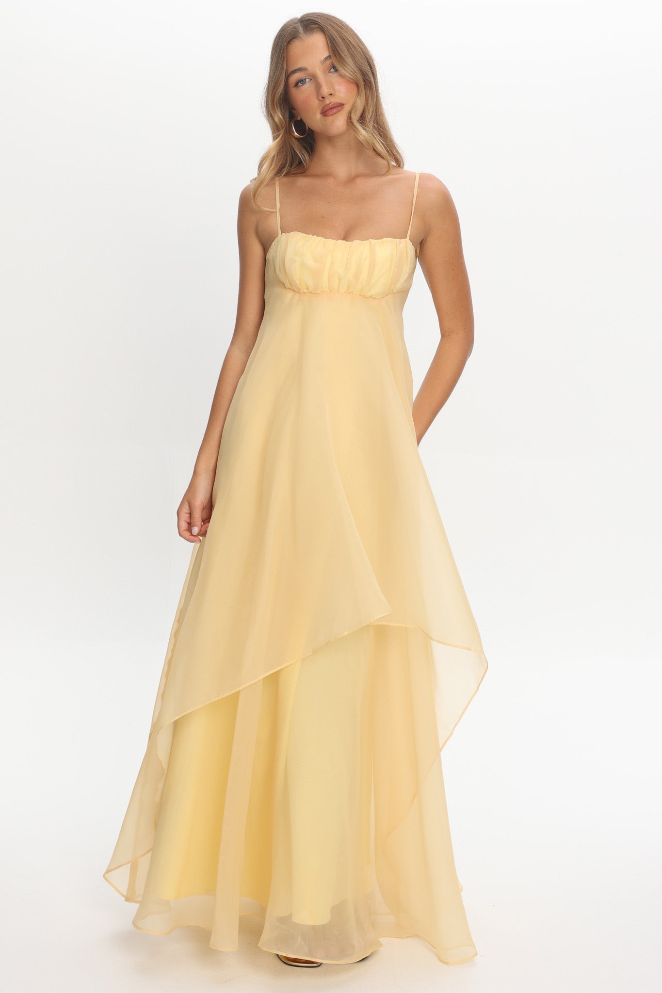 Marigold Sun Gathered Bust Maxi Dress Butter